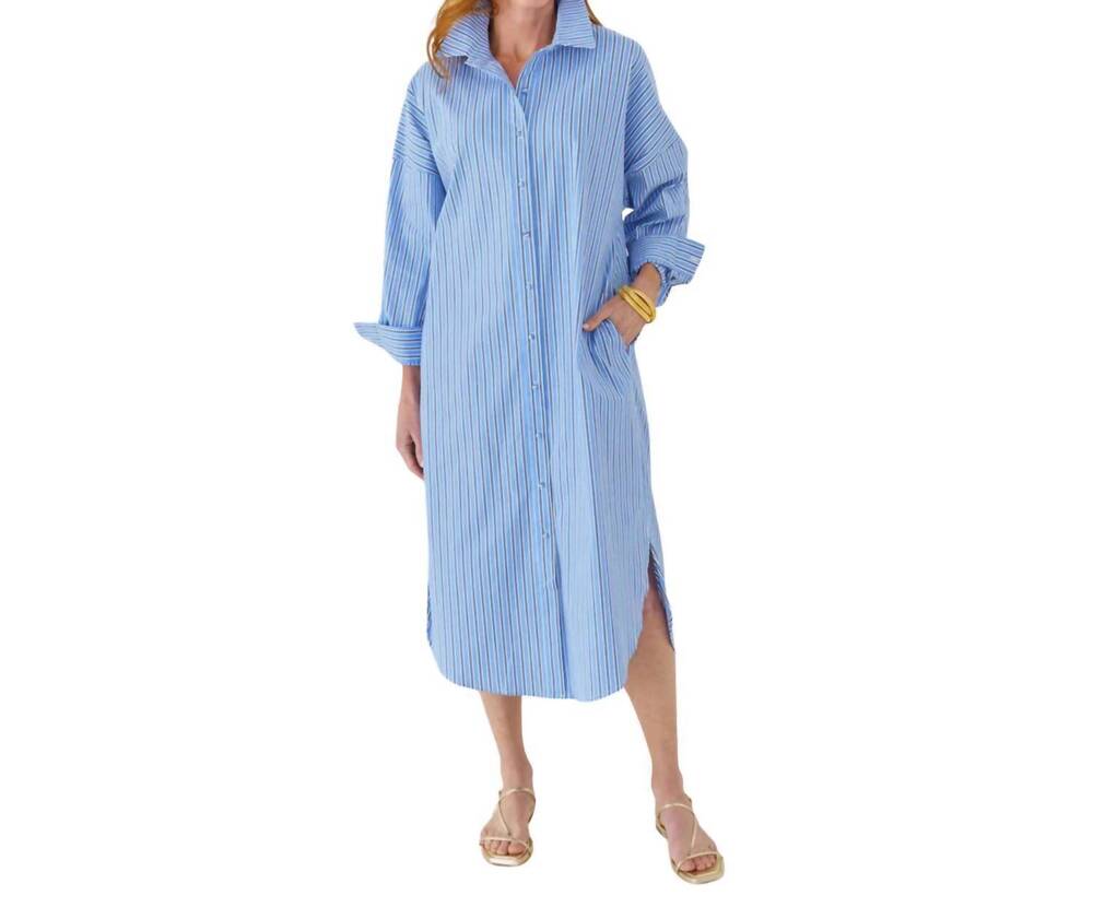 NEW CARYN LAWN phoebe dress in blue and navy